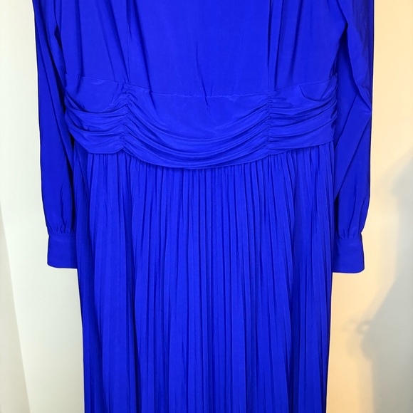 Jessica Howard Modest Elegant Dark Royal Blue Long Sleeve Pleated Dress Size 16 - Picture 5 of 8